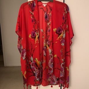 Worn once!  Gorgeous Red flowing kimono!